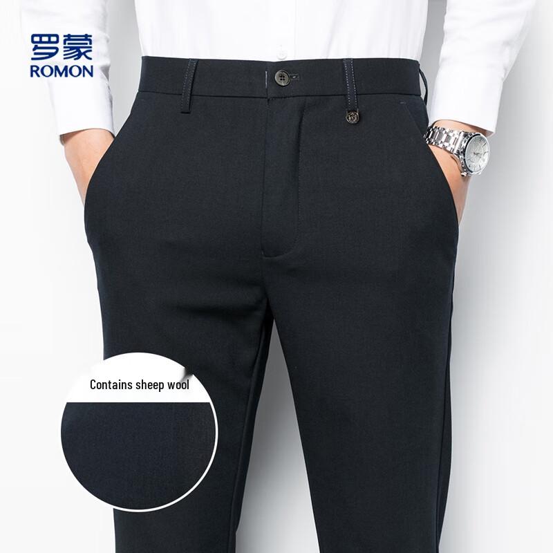 

Romon Men s Wool Blend Straight-Leg Casual Dress Pants 38