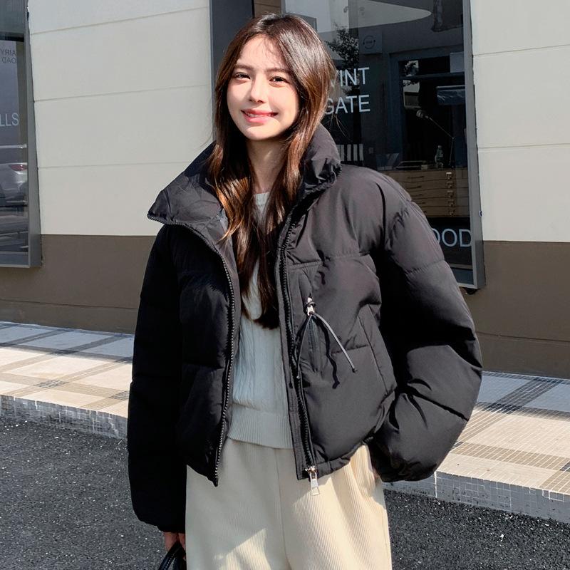 2025 New Short Solid Color Cotton Jacket Women's Korean Version Loose Cotton Suit Student Bread Suit Winter Cotton Jacket