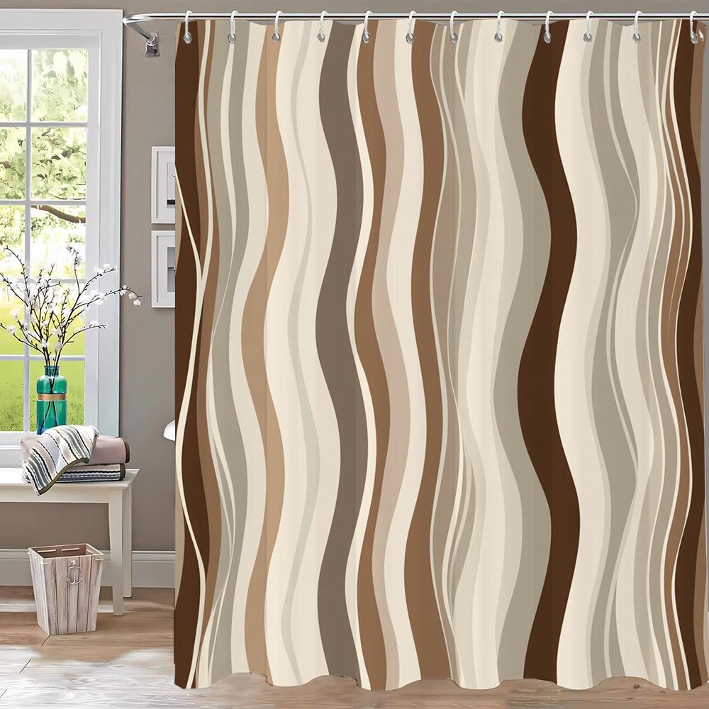 

1Pc Golden Abstract Geometry Print Shower Curtain Partition Privacy Hanging Curtain With 12 Hooks Multiple Size Machine Washable W60H190(CM)-1 Pcs