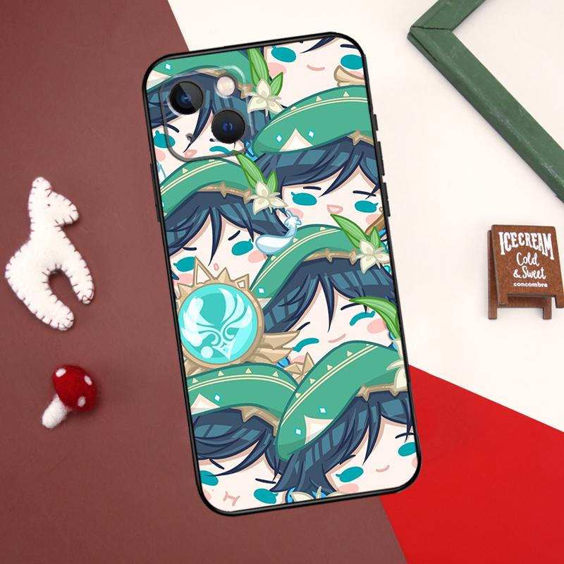 Roztomilé kreslené pouzdro na telefon Genshin Impact pro iPhone 11 12 13 14 15 Pro Max Mini Cover pro iPhone XR X XS Max 7 8 Plus SE 2020