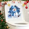 Indoor Outdoor Winter Holiday Decals Christmas Snowman Toilet Stickers, 3D Bathroom Wall Decals, Glass Door Stickers Waterproof PVC Window Seat