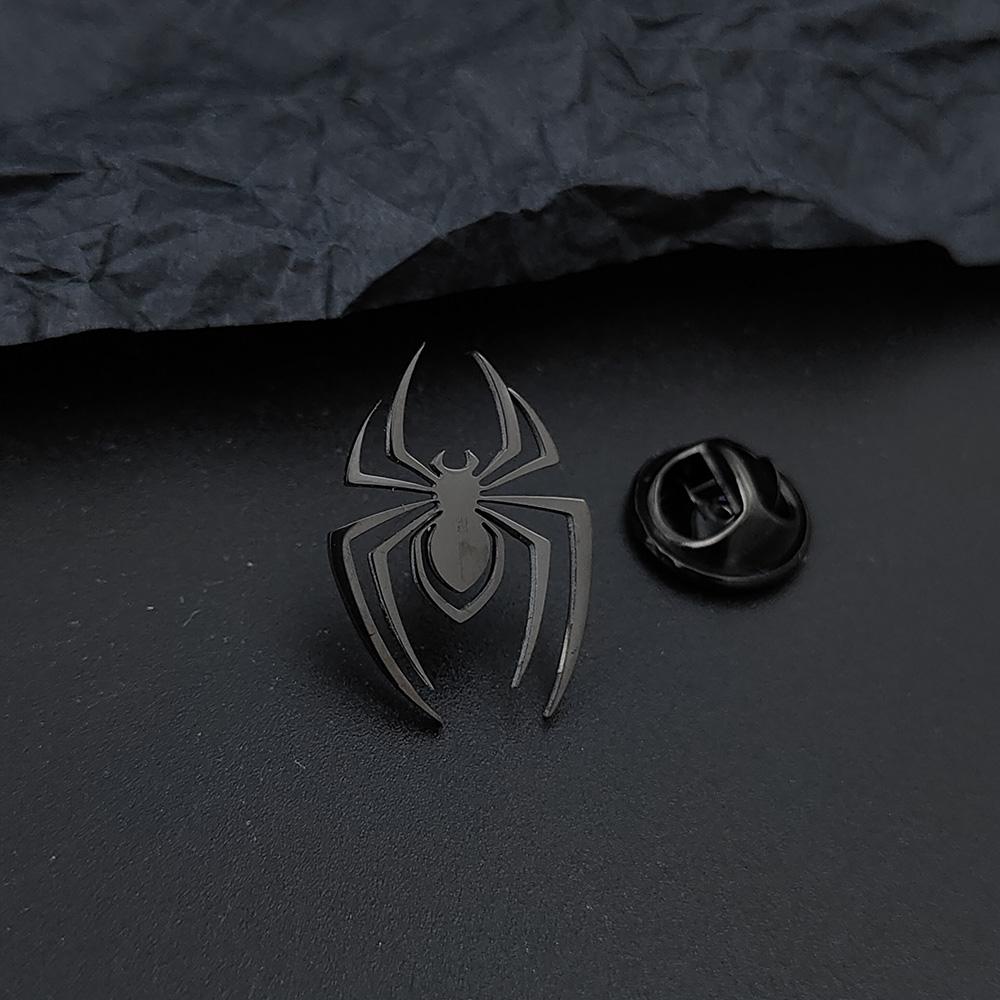 Punk style spider metal suit pin, men's cool stainless steel lapel pin, jacket/backpack personalized badge.
