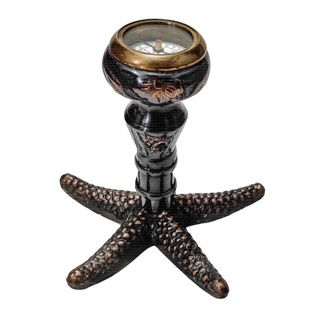 Working Unique Antique Nautical Starfish Desk Compass for Office and Home Decor, Retirement Gifts for Dad, Christmas Decor