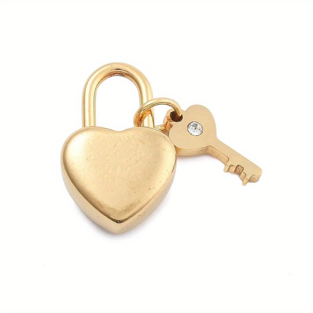 3pcs 304 Stainless Steel Rhinestone Charms, PVD Vacuum Plating, Heart Lock, Key, for Jewelry Making & Crafting Supplies