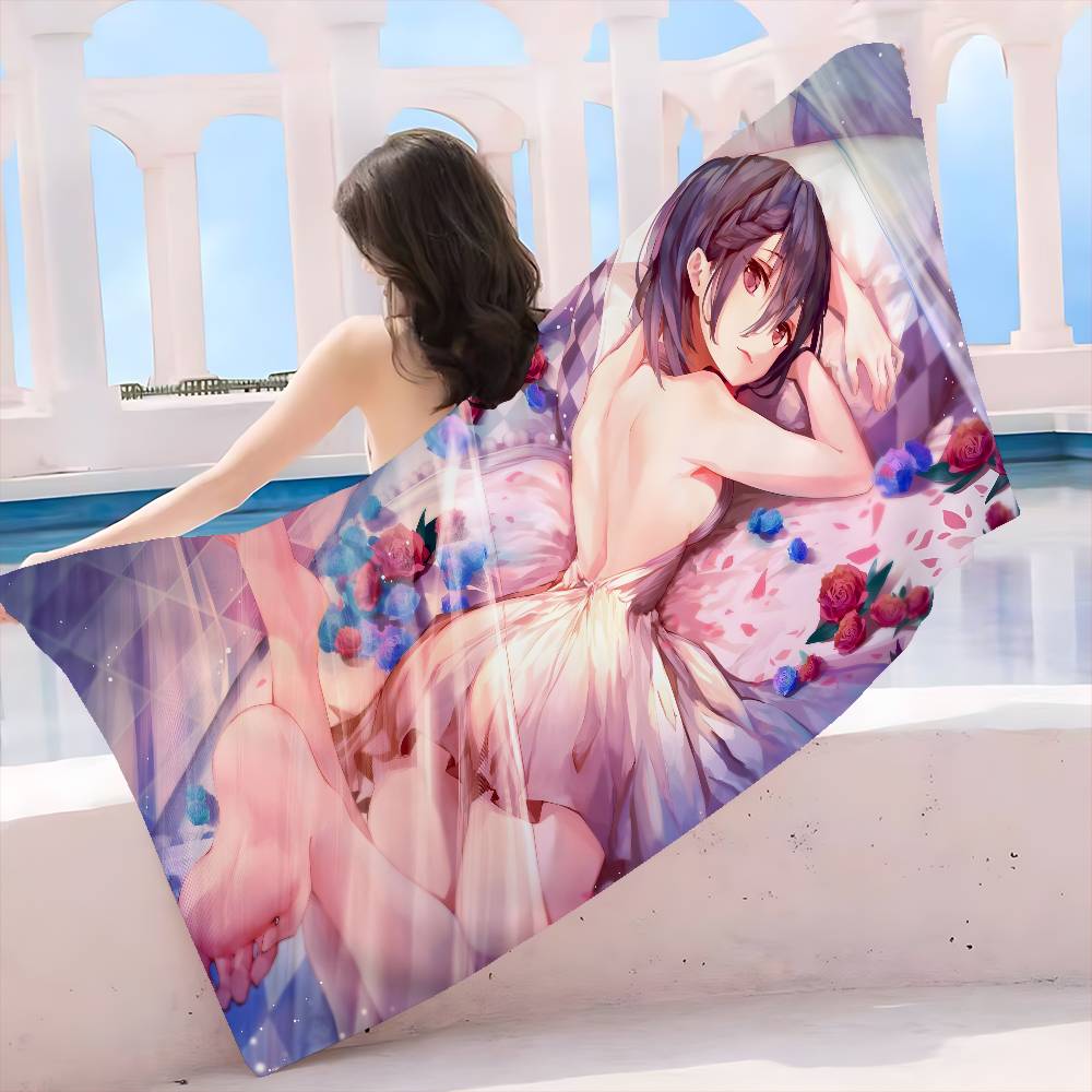 Anime Sexy Girls Cute Anime Microfiber Beach Towel Absorbent Quick Dry Soft Yoga Swimming Resort Mountain Climbing Towel