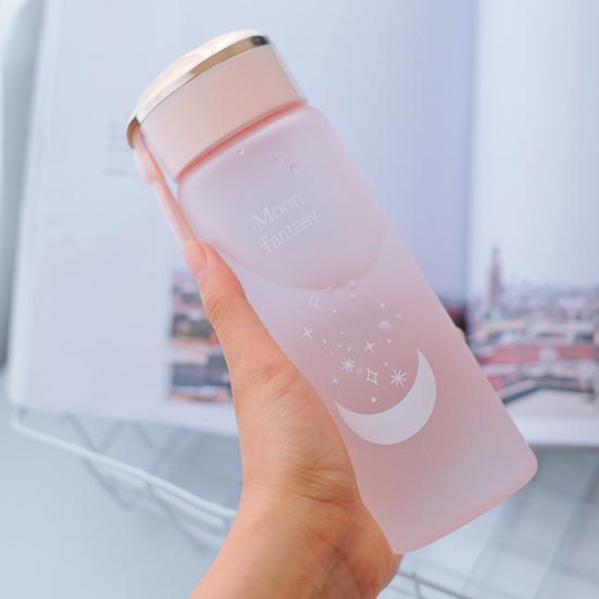 Sticlă de apă de 400 ml cu curea, rezistentă la scurgeri, înghețată cu gură lată, din plastic transparent de băut, Moon Fantasy.