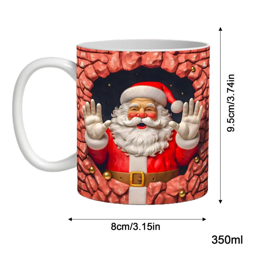 3D Christmas Ceramic Mugs Cute Mugs With Flat Painted Santa Claus Novelty Coffee Mug In Ceramic 11oz Coffee Milk Tea Lovers Gift