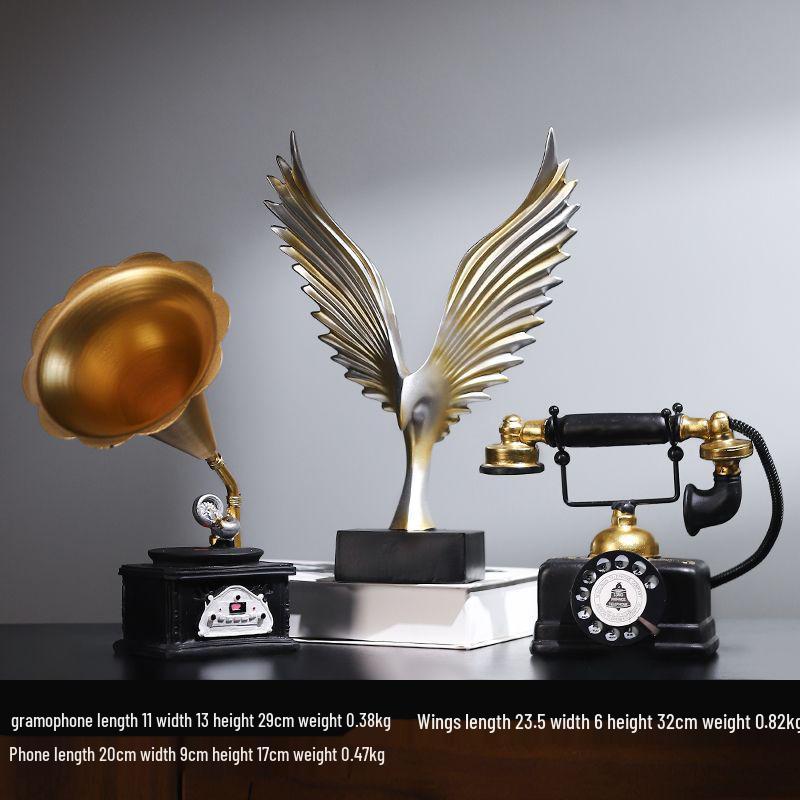 European Retro Telephone Ornament for Living Room, Wine Cabinet, TV Cabinet, or Office Display.
