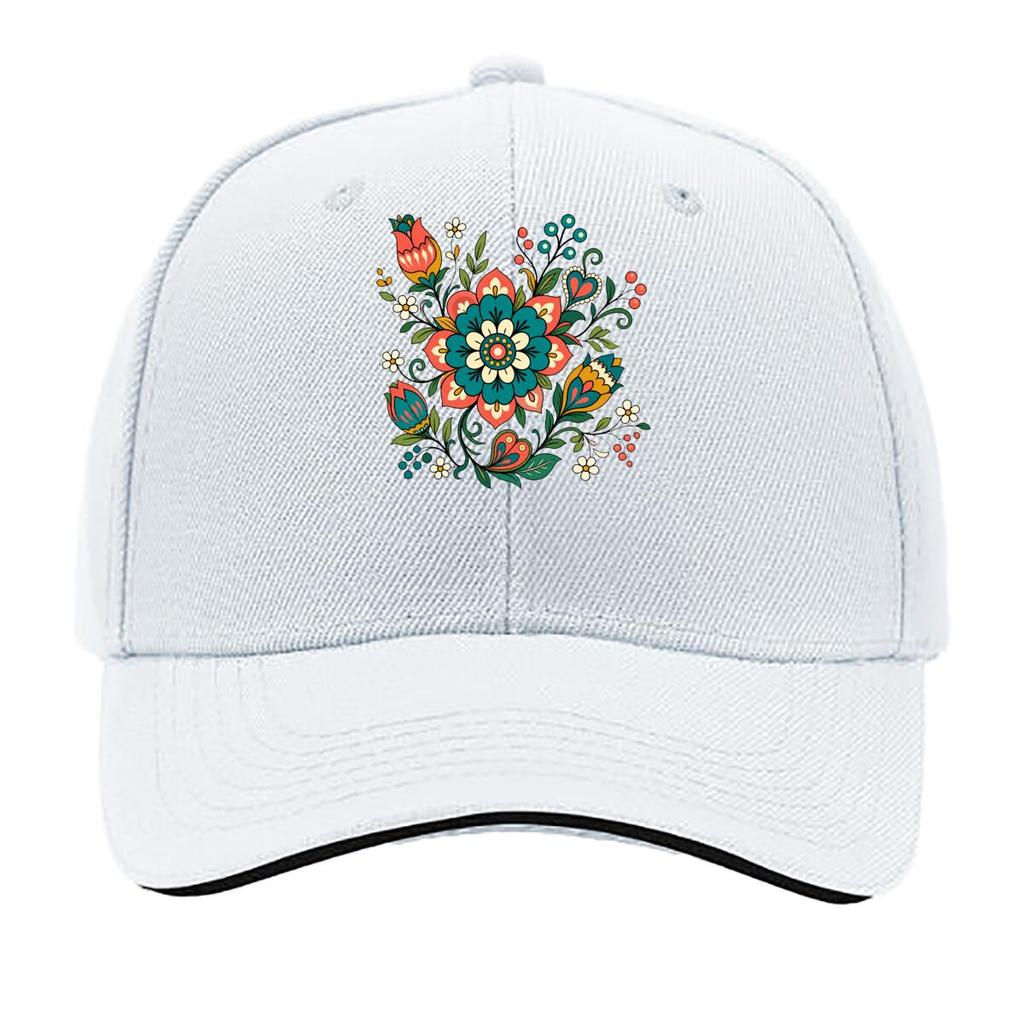 Woodland Floral Folk Heart Bloom Sandwich Baseball Cap Sun Cap Outdoor Workouts Hat