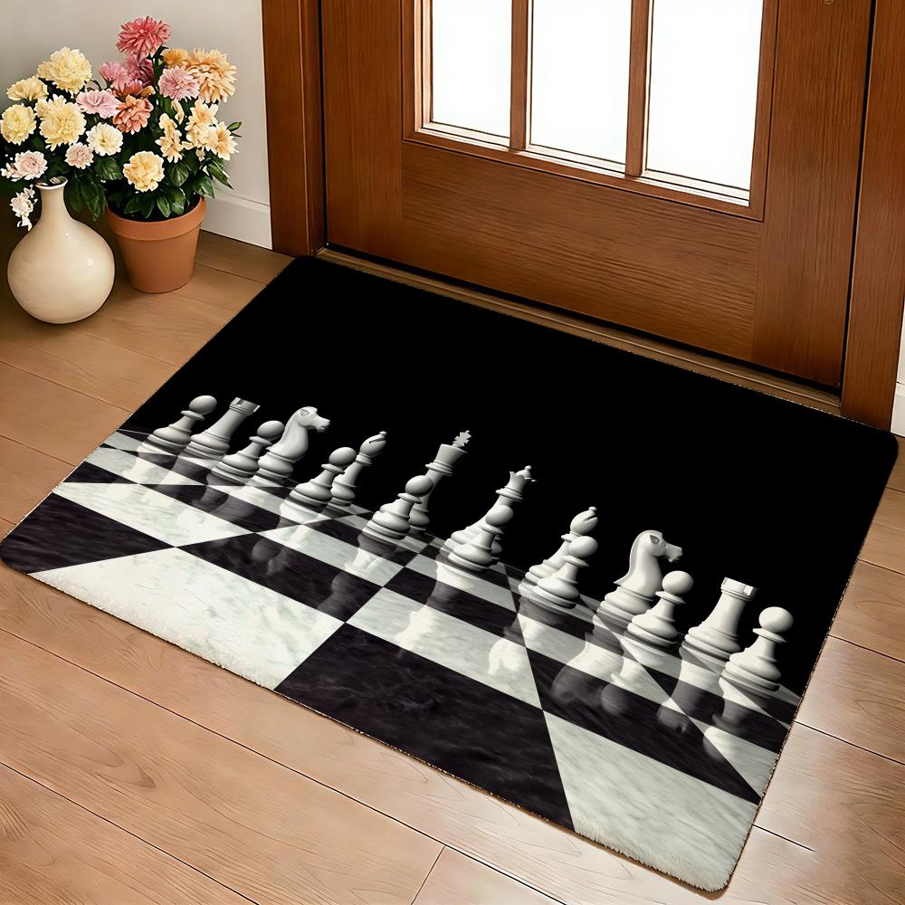 Chess Lovers Motivational Art Floor Mat Cozy Flannel Soft Thick Non-Slip Mat For Living Room Bedroom Kitchen Decor Rugs
