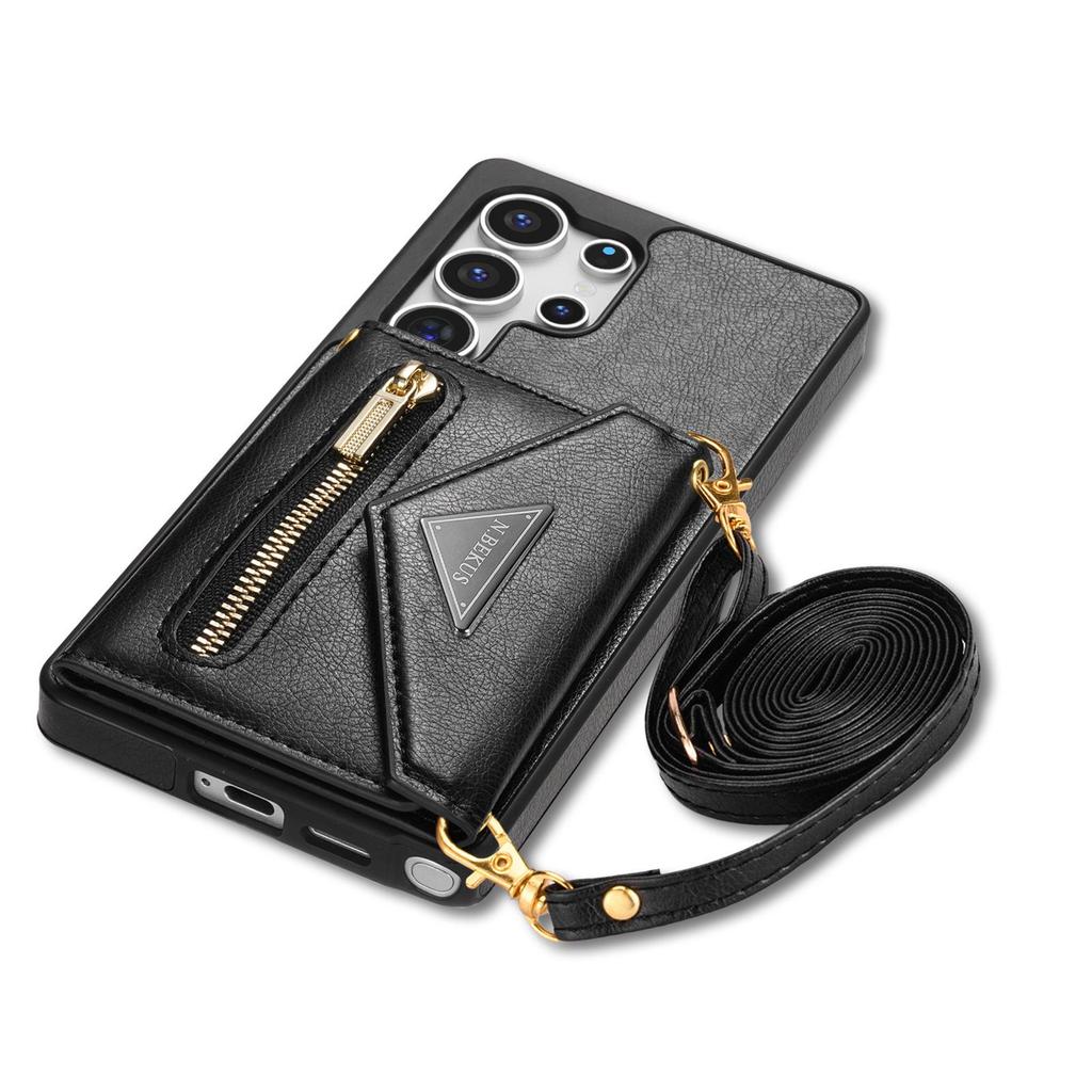 Samsung S24ultra S23 A53 Crossbody Card Holder Phone Case with Zipper Pocket and Lanyard