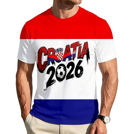Men's Crew Neck Short Sleeve T Shirt with Switzerland 2026 Soccer Print Comfortable Fit Day Top