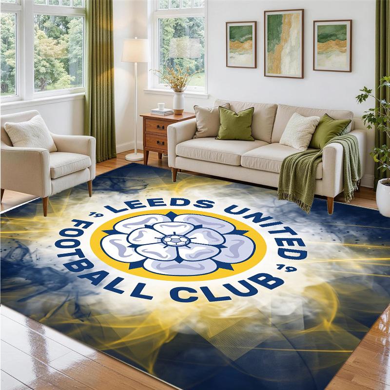 Leeds United Design Crystal Velvet Rug Soft Decorative Mat for Bedroom Entrance