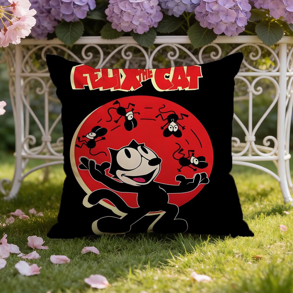 Cartoon F-Felix the Cat Cushion Cover Home & Car Dual-Scene Pillow Cover: Reversible for Premium Comfort