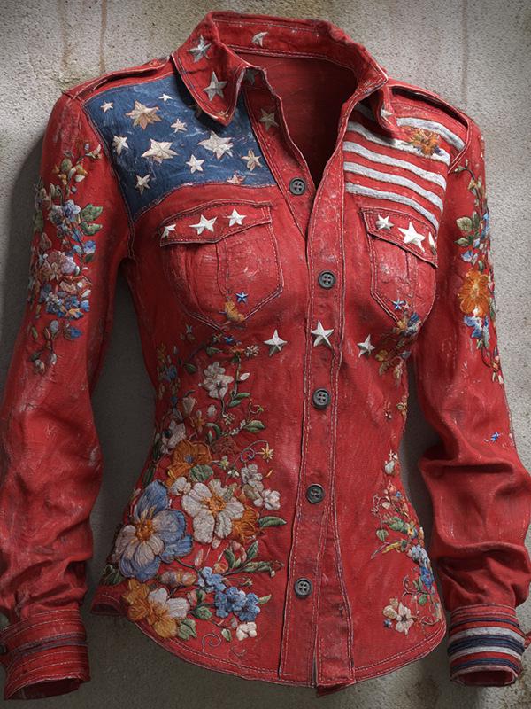 Women's Spring 2026 3D Retro Pattern Print Shirt