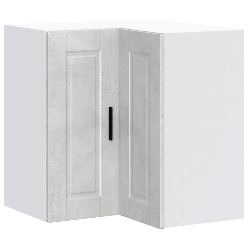 Porto Corner Wall Mounted Kitchen Cabinet In Concrete Grey Made of Wood Based Material