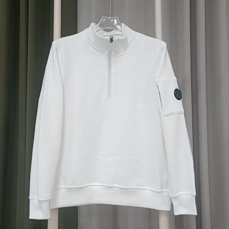 CP COMPANY Half-Zip Fleece Sweatshirt Solid Color Pocket Badge Casual Top Men Women