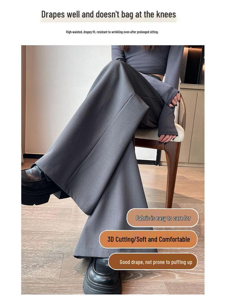 Women's 2026 Spring/Summer Wide-Leg High-Waisted Drape Straight Pants