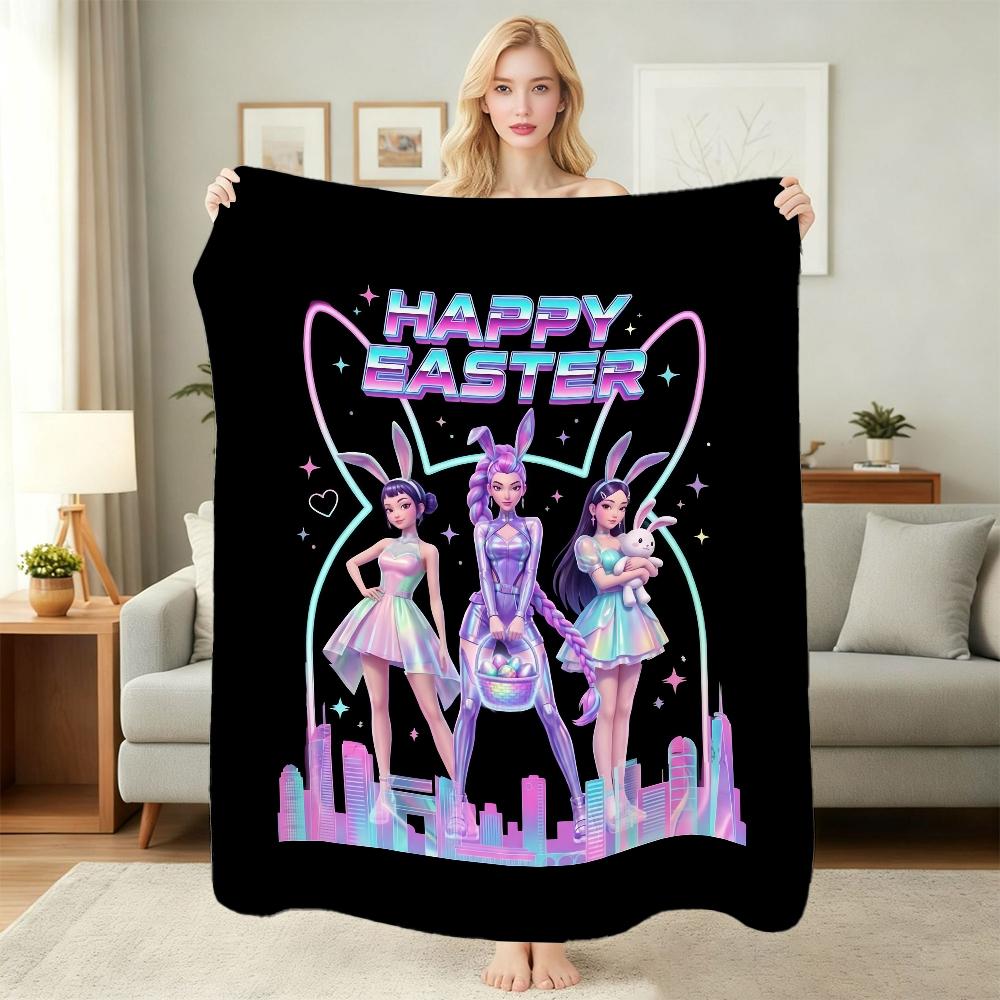 Kpop Demon Hunters Music Show Cartoon Anime Blanket Ultra Soft Throw Blanket For Bedroom Sofa Bed Party Decor New Year Gift