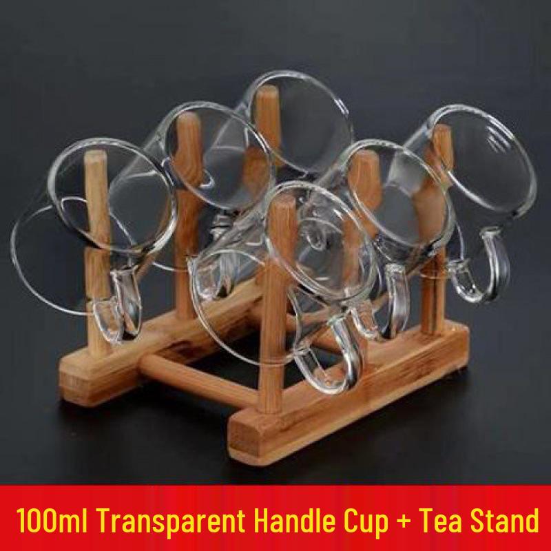 Heat-Resistant Glass Tea Cup with Handle - Household Gongfu Style, Transparent and Thickened for Individual Use