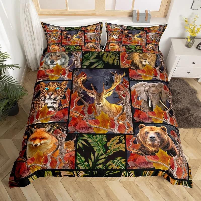 Cowhide Sunflower Duvet Cover Western Farm Animal Skin Bedding Set Microfiber Cow Fur Comforter Cover Twin For Boys Girls Room