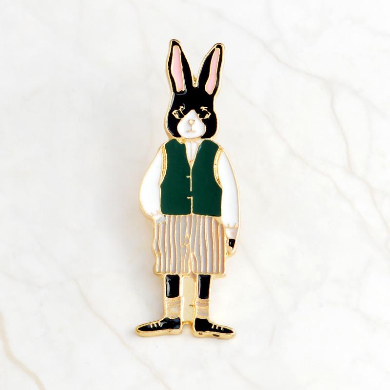QIHE JEWELRY Pins and Brooches Rabbit/Fox/Cat Couple Enamel Pin Badges Hat Backpack Accessories Lovers Jewelry Gift for