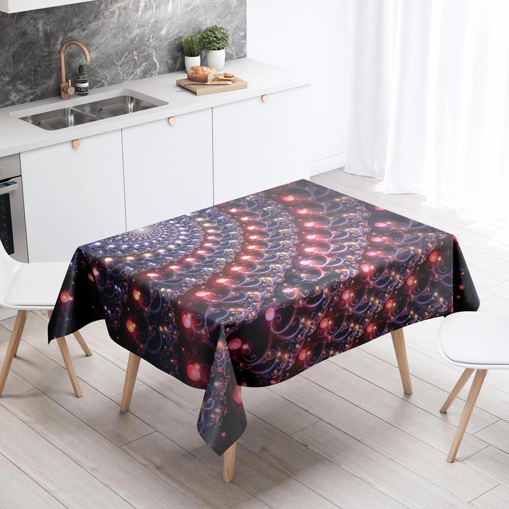 Abstract Pattern Tablecloth Stain Resistant Waterproof Dining Table Home Decor Rectangular Kitchen Fireplace Countertop