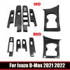 R/LHD For Isuzu D-MAX D MAX DMAX 2021 2022 ABS Carbonfiber Window Lift Swtich Cover Center Control Front Water Cup Holder Cover