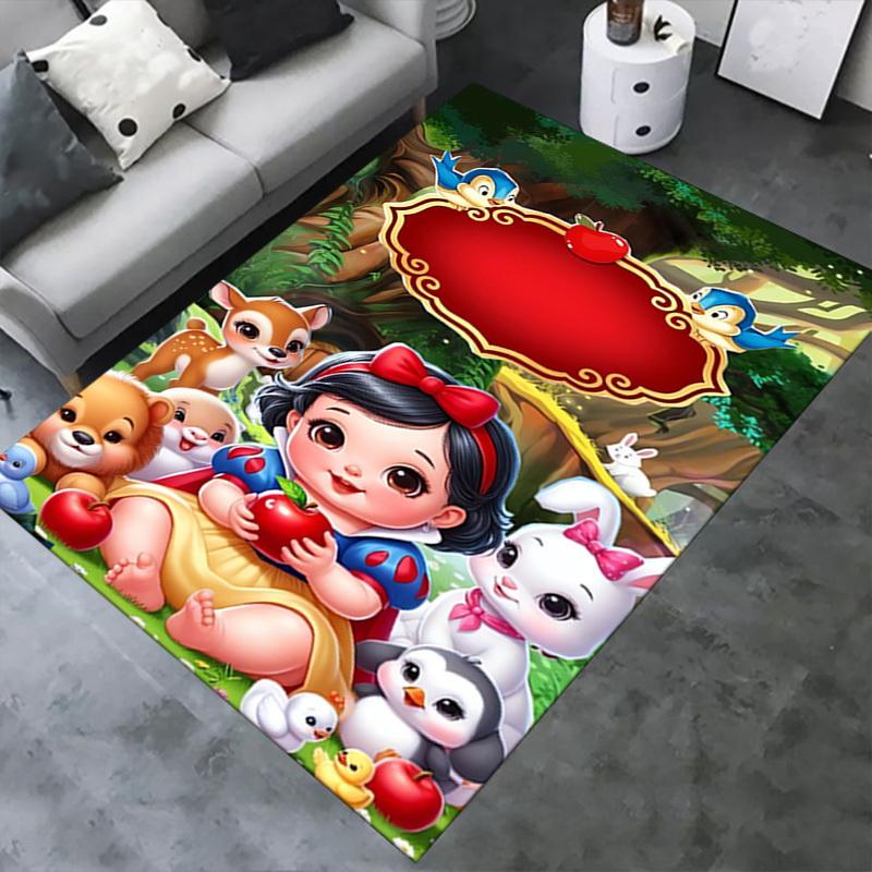 Office Carpet, Under Chair Rug, Gift for, Home Decor, Snow White and Friends Forest Scene, Soft Plush Mat for Playroom, , and Living