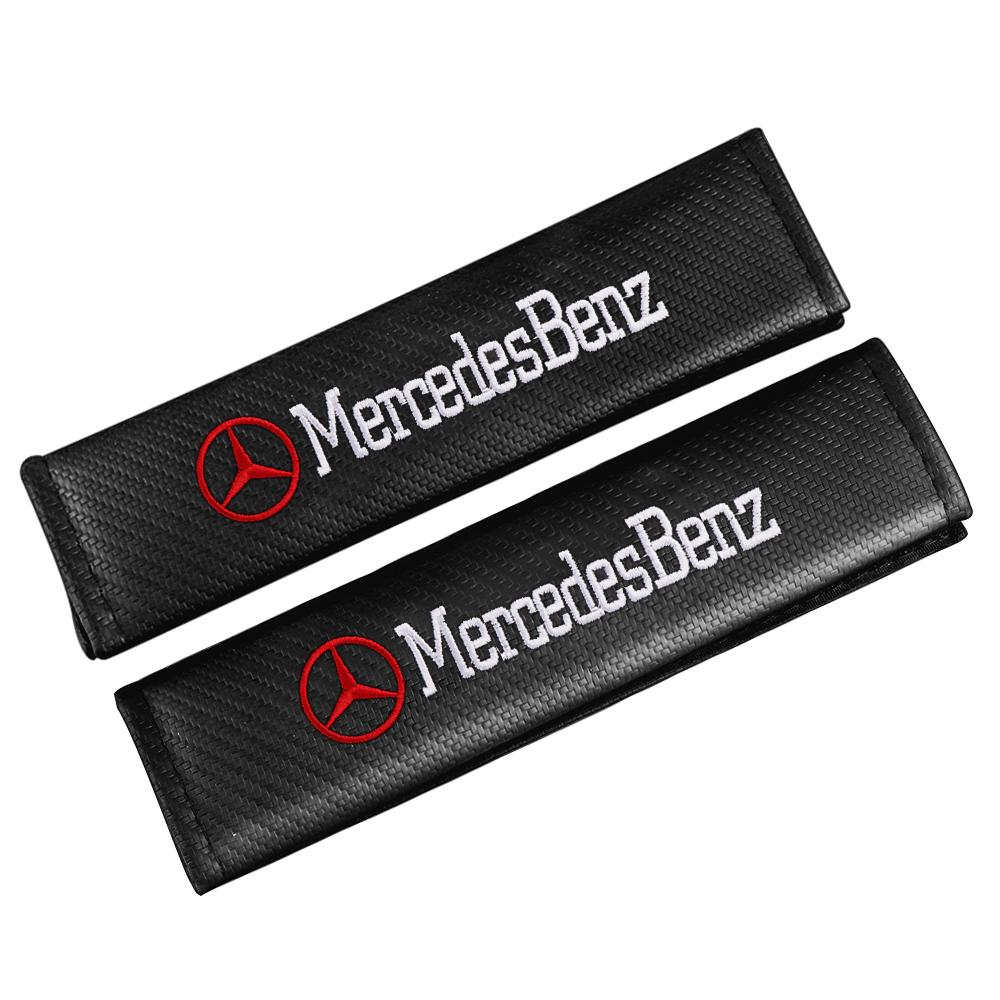 TFSM4 Car Seat Belt Cover Carbon Fiber Shoulder Protection Pads For Mercedes Benz A C E S Class W205 W204 W203 W212 W172 W211 W213 AMG