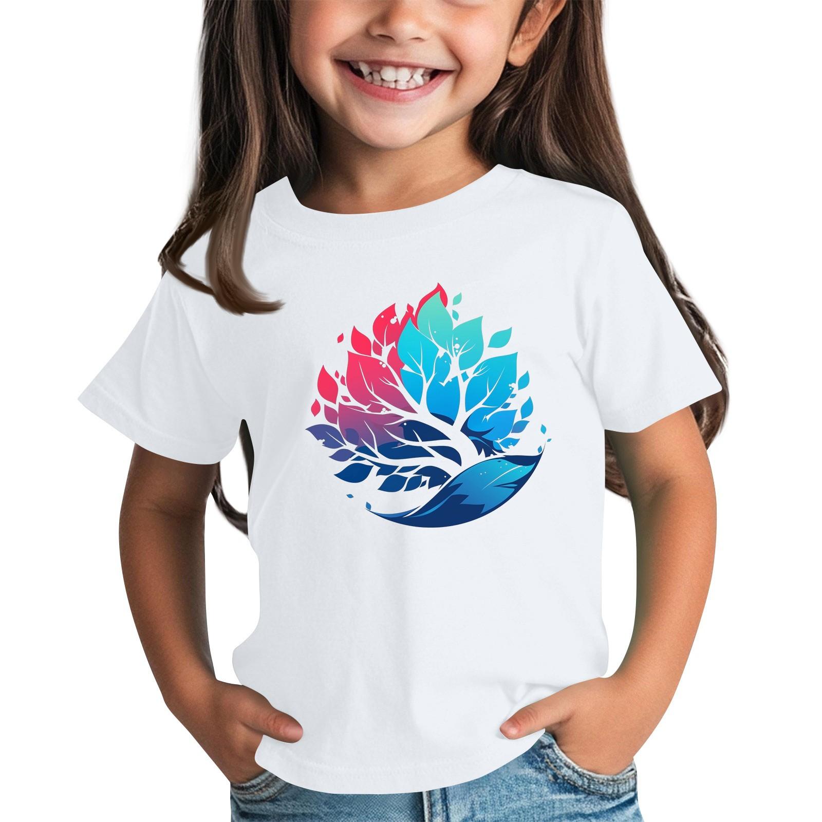 

Дитяча мода Повсякденний топ-футболка з коротким рукавом та круглим вирізом з принтом 160 білий