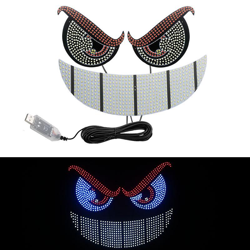 Car Back Window Expression Lights LED Strips Light Panel Car Windshield Display Devil's Eye Decorative Lamps USB Plug Lighting