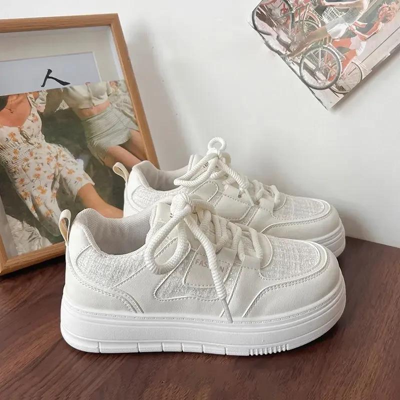 Fashion White High on Platform Woman Footwear Comfortable and Elegant  Vulcanized Shoe New in Quality Light Offers Shoes for Women