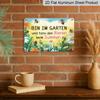 2D Flat, 1pc "Listening To Bees Buzzing in The Garden" Aluminium Sign 8x12 Inch - German Garden Quote, Watercolor Bee & Floral Design, Whimsical