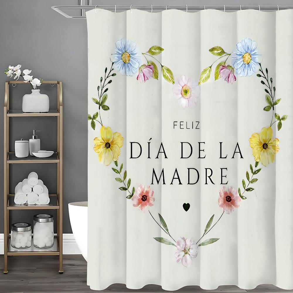 

С Днем матери Прекрасная цветочная шторка для душа, Декоративная шторка для ванной, Водонепроницаемая шторка для душа с крючками 90*180cm