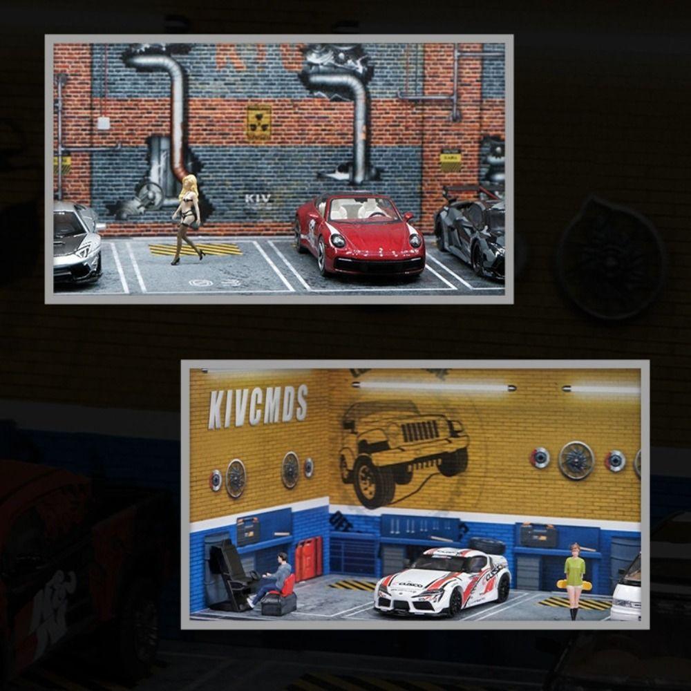 1/64 Scale Parking Lot Model Simulation Car Model Display Box Garage Scene Model  Boys Gift