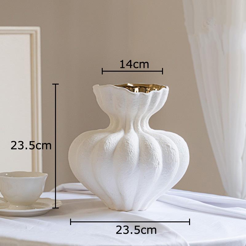 Minimalist White Ceramic Vase Flower Pots Desk Decoration Flowers Arrangement Porcelain Floral Vases Room Aesthetic Decor