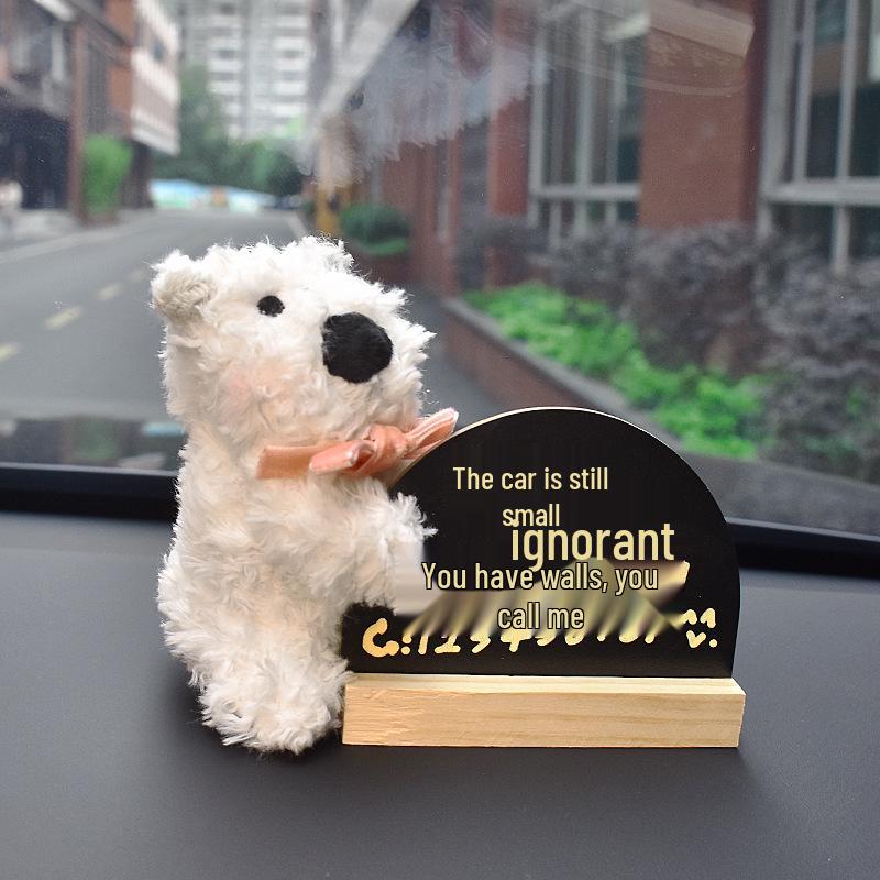 West Highland Dog Plush Car Parking Number Plate & Blackboard Ornament