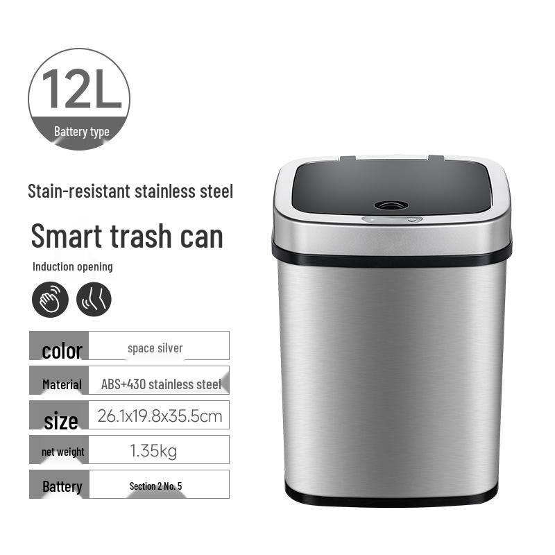 Nashida Smart Stainless Steel Trash Can for Home or Office