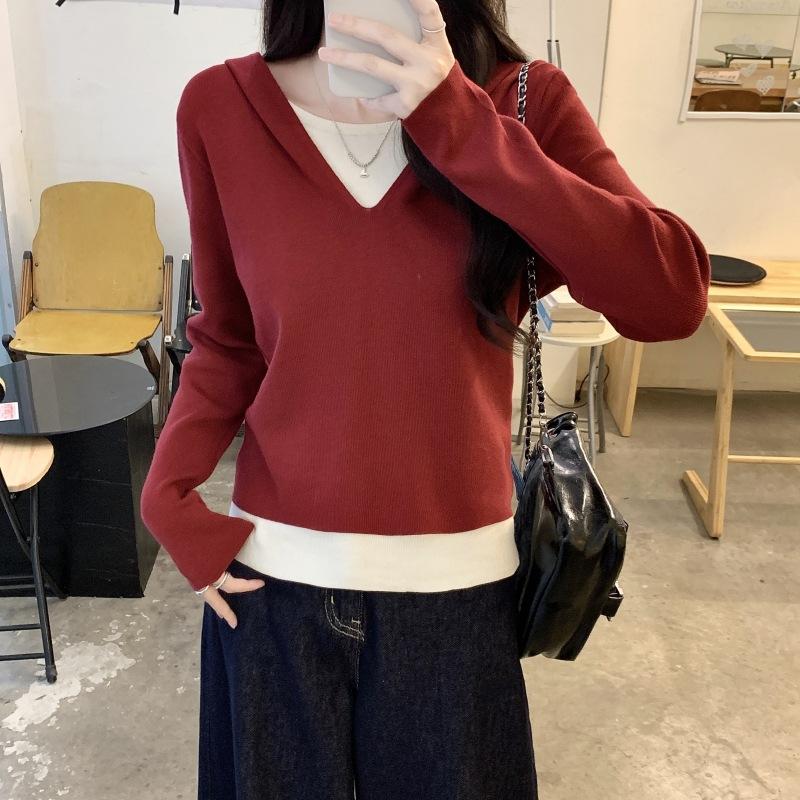Two-piece Hooded Long-sleeved Sweater for Women In Spring Clothes, New Fashionable Pullover Sweater Top
