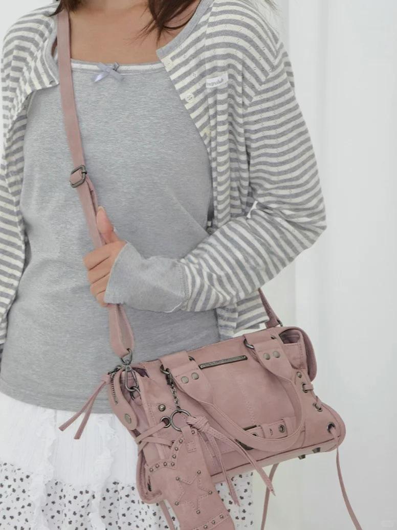 

Soft, Hard-Wearing, Versatile, Asymmetrical, Edgy, Small Vintage-Style Motorcycle Shoulder Bag