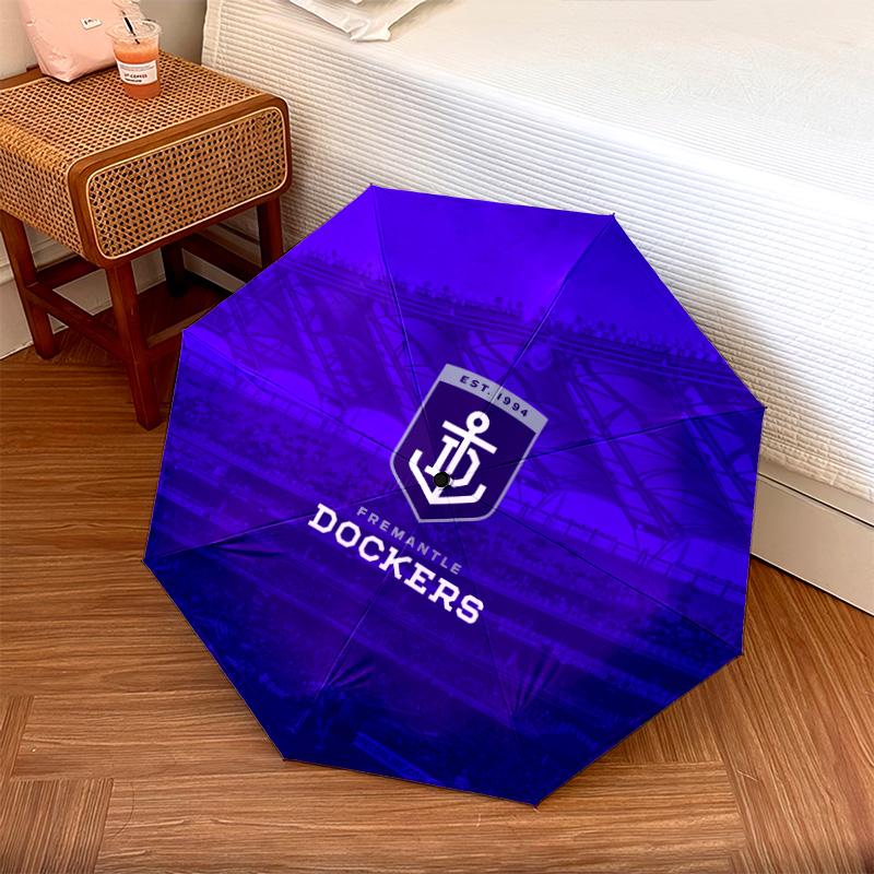 Modello Fremantle Dockers, ombrello pieghevole automatico, design portatile e pieghevole, 8 stecche, un regalo di Natale o di compleanno.