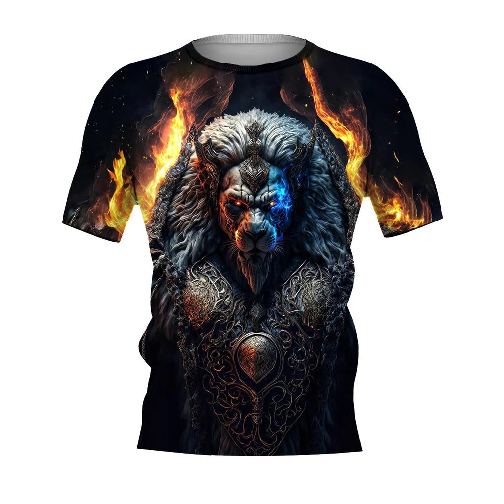Summer New Men's T-shirt 3D Printed Tiger Fashion Domineering Short Sleeved Street Top Round Neck T-Shirts