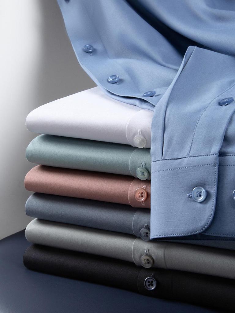 Men's High-End Mulberry Silk Long-Sleeve Casual Shirt - Autumn Tencel Drape, Non-Iron