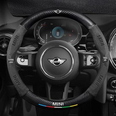Housse de volant Universelle Antidérapante en Daim et Fibre de Carbone pour BMW Mini - Toutes Saisons, Respirante, pour Hommes et Femmes