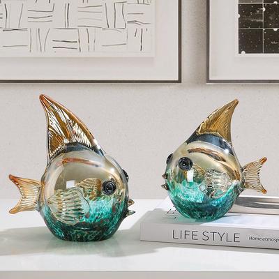 Lichtgewicht luxe kristallen glazen visbeeldje, minimalistisch woondecoratieornament voor woonkamer, slaapkamer of kantoor.