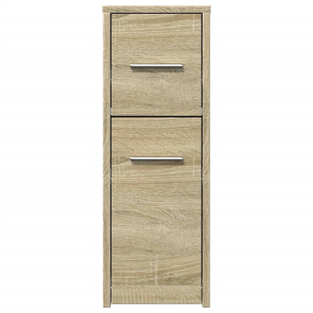 Narrow Bathroom Cabinet with Casters Sonoma Oak Wood Based Material