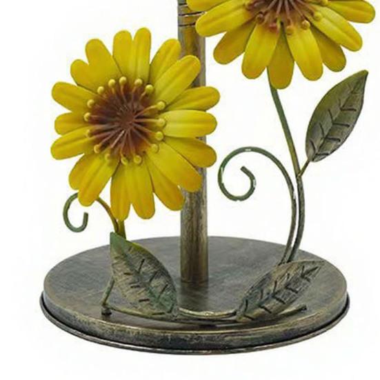 Kitchen Paper Towel Rack Vertical No-Drill Holder with Weighted Base Sunflower Design Dispenser for Kitchen Bathroom