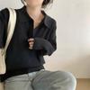 Simple Polo Neck Sweater Women's Autumn and Winter New Lazy Style Casual Temperament Solid Color Lapel Loose Knitted Sweater