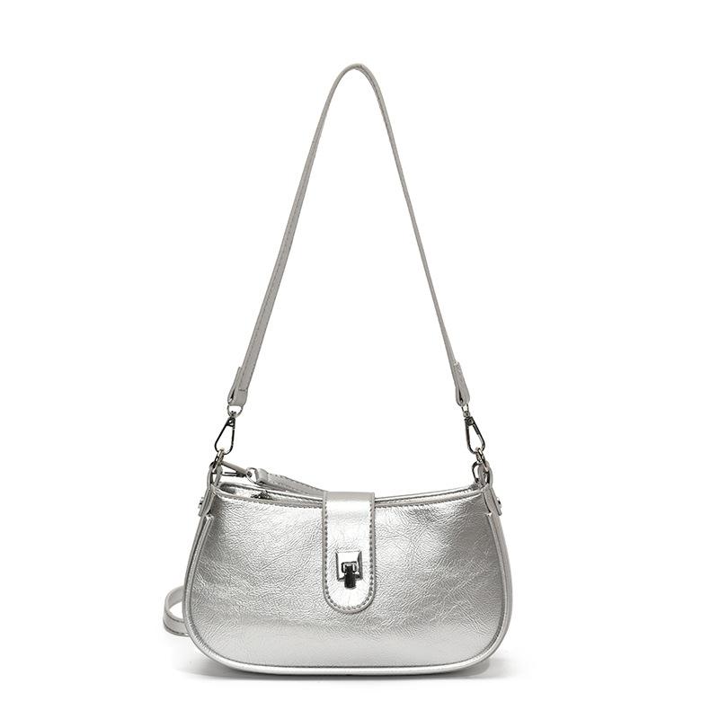 Spring and Summer New Simple and Versatile Niche Oil Wax Leather Underarm Bag Women's Fashion Personality High Quality Shoulder Messenger Bag